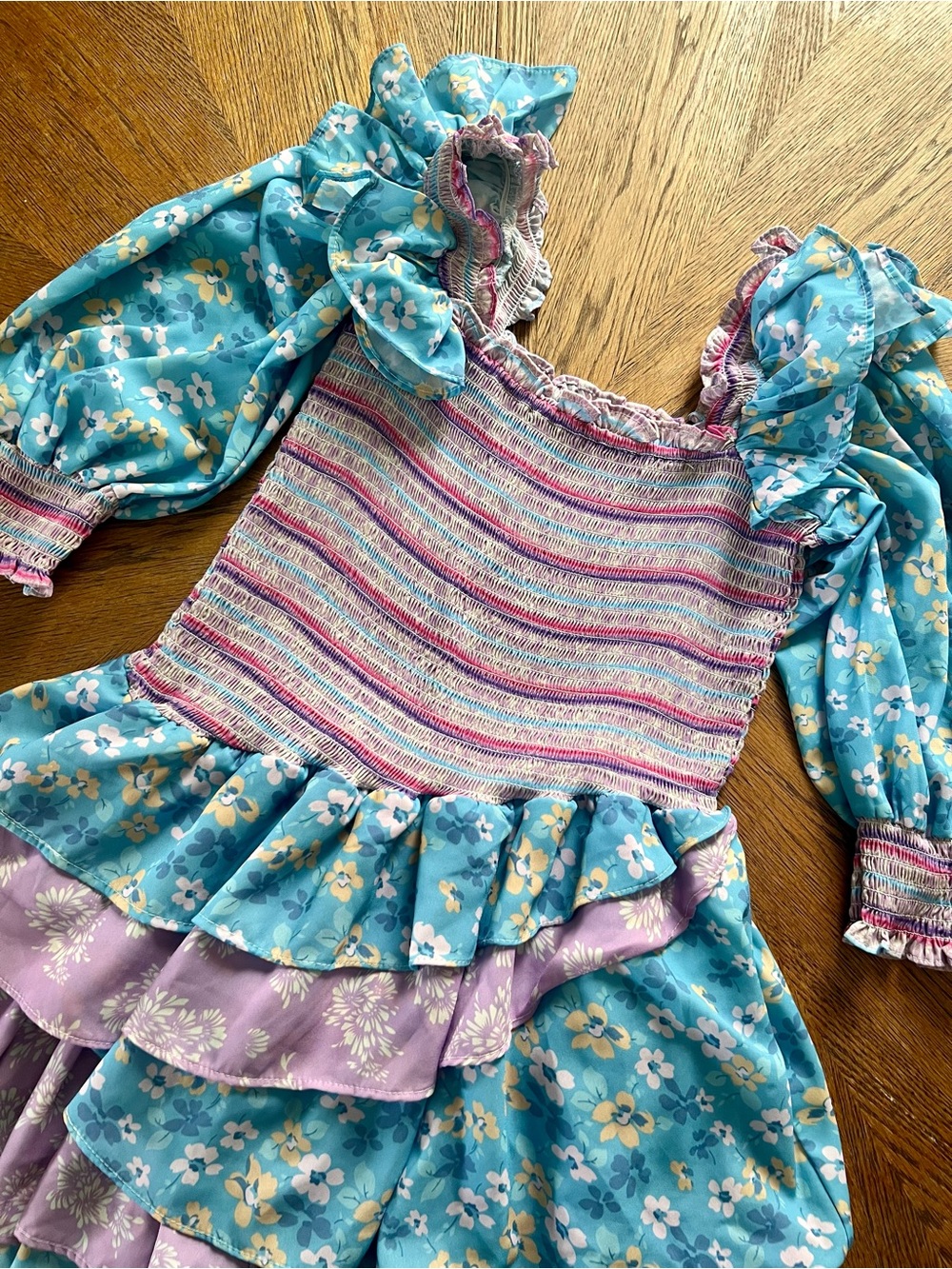 Yvonne & Love | Blue & Lavender Floral Ruffled Sundress